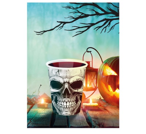 HALLOWEENSKÉ PAPIEROVÉ POHÁRKY LEBKA LEBKA 240ML 6 KS. HALLOWEEN