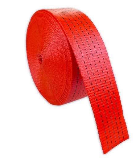 Polyesterový popruh, šírka 50 mm, 7,5T, červený