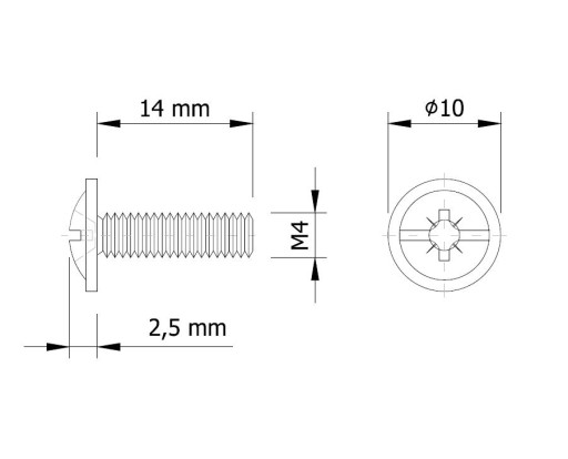 Metrické skrutky 100X M4X14 mm pre skľučovadlá DIN 967