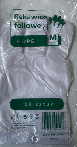 HDPE fóliové rukavice, veľkosť M, 100 kusov