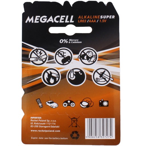AAA ALKALICKÉ BATÉRIE MEGACELL LR03 TYČKY 4 KS