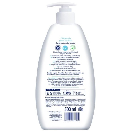 bobini Kids Hypoalergénny gél na umývanie tela a vlasov 500 ml