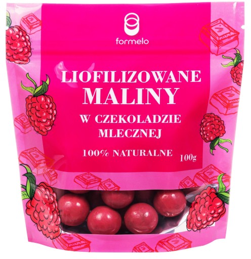 FORMELO MRAZOM SUŠENÉ MALINY V MLIEČNEJ ČOKOLÁDE 100% NATURAL 100g