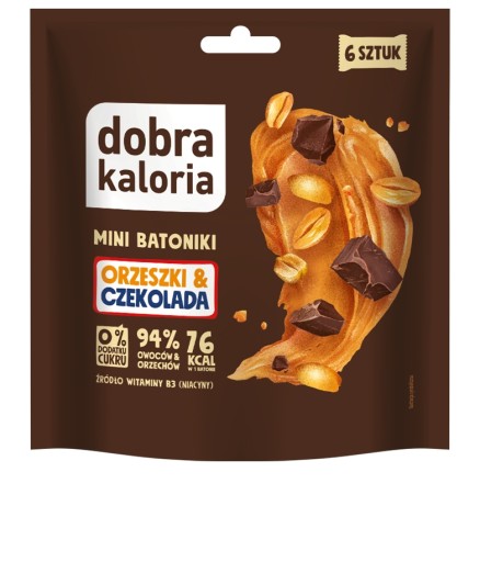 Mini oriešky a čokoládové tyčinky 6 kusov 108g. BEZ CUKRU Dobrá kalória