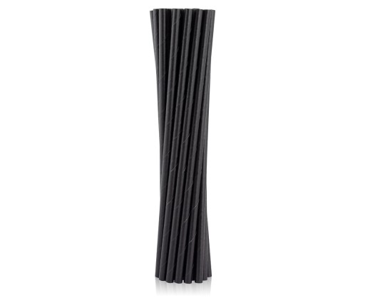 Rúrky (slamky) z papiera. čierna, 6x197mm / 100 ks.
