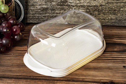 NÁDOBKA NA MASLO s vrchnákom, biela, priehľadná, svetlá, stabilná, 19 cm