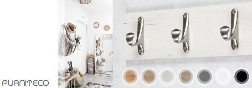 INOX HÁK NA VEŠIACI NA OBLEČENIE NA DREVO, MASÍVNY LOFT RETRO