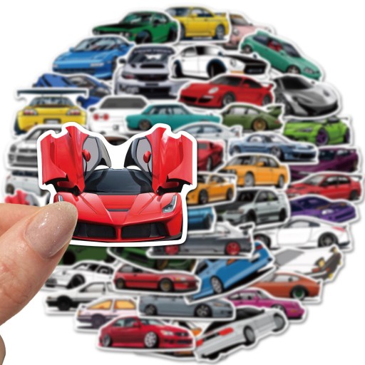 Nálepky na auto Sada 50 ks športových áut