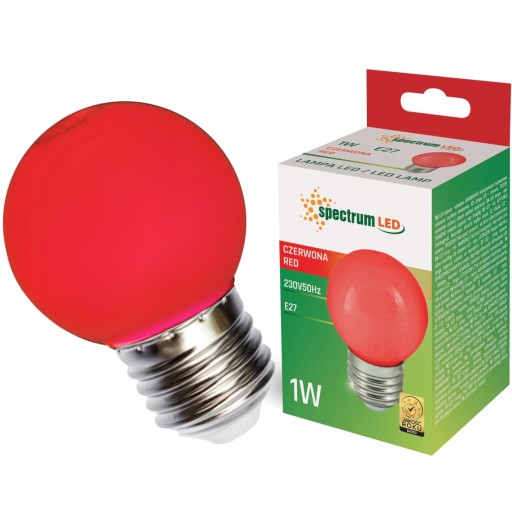 LED dekoračná guľová žiarovka E27 230V červená