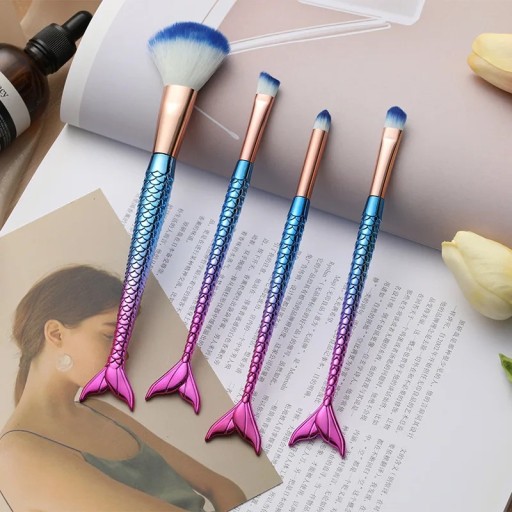 MERMAID MAKEUP BRUCHES SET BRUSH BRUSH, 4 ks.