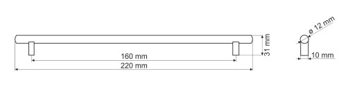 Madlo zábradlia GAMET RE10, saténový chróm, 160mm