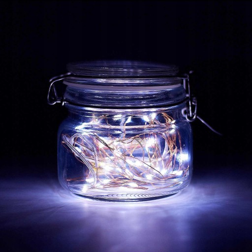 LED LAMPY, DRÔT NA BATÉRIU, 50 LED, BIELA FARBA