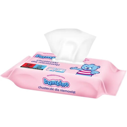 Bambino vlhčené obrúsky pre bábätká a deti, 63 ks.