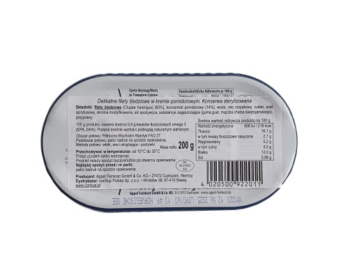 Appel slede v paradajkovej omáčke 0,2 kg DE