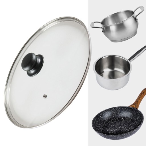 SKLENENÁ pokrievka, pokrievka na hrnce, panvice, panvice, univerzálny gombík, 30 cm