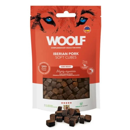 WOOLF prírodná pochúťka, jemné kocky iberského bravčového mäsa 100g