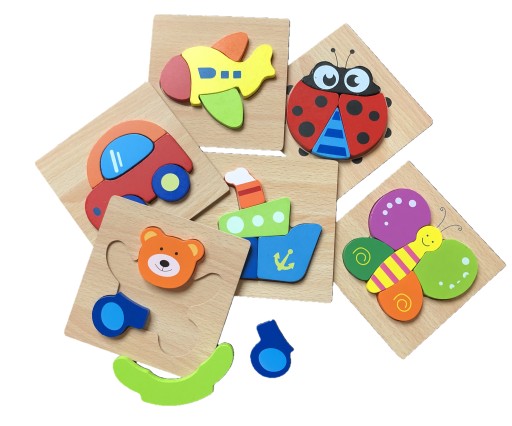 Edukačné drevené puzzle kocky pre deti 15MO