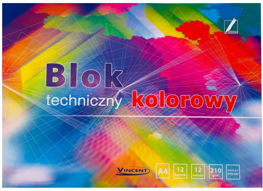 Technický blok A4 Rad 12 listov a farieb 210g VINCENT