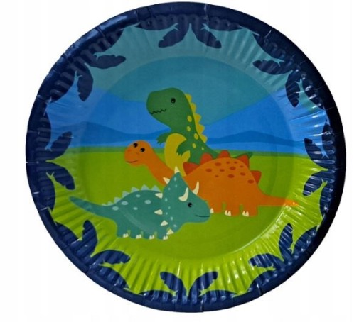 Papierové TANIERE 18 cm narodeninové DINOSAURY 6 ks zelená modrá eko