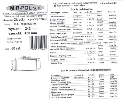 Obal na učebnicu 242 mm, nastaviteľný, cestovný list
