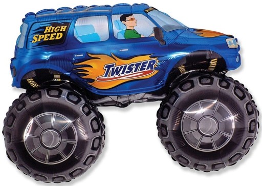 BALÓN Auto TWISTER modré NARODENINOVÉ AUTO Hel