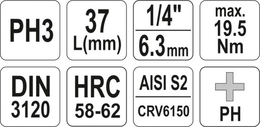 YATO - L-KEY PHILLIPS PH3 BIT 1/4''