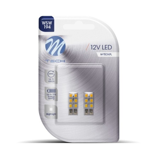 M-Tech LED žiarovka W5W T10 6xSMD 2835 LED biela 2 ks