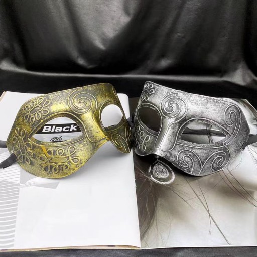 Maska na oči (benátska) HALF FACE MASKS zlatá plast