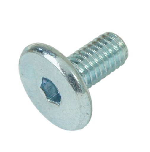 10x metrická skrutka M6 x 12 mm biela pozinkovaná s hlavou valca, nábytková skrutka