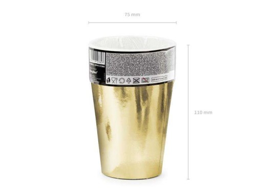 Zlaté metalizované poháre 220 ml, 6 ks.