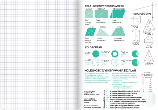 Zápisník MATEMATIKA, A5 60k, TOP-2000, mriežka, užitočné hárky