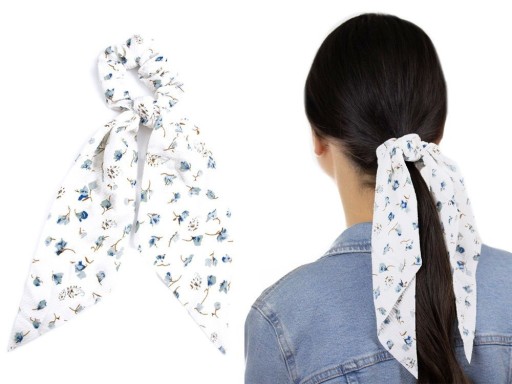 HAIR GUMBER SCRUNNCHIES BIELE kvety