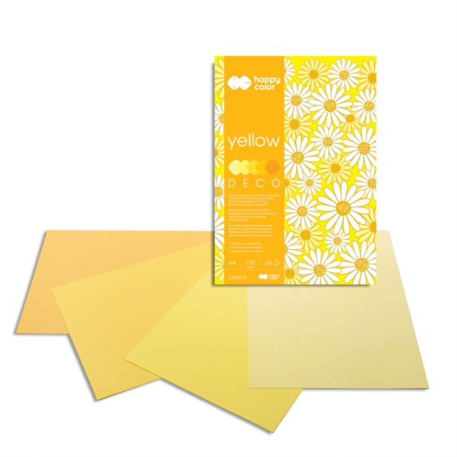 DECO YELLOW blok A4 20 listov 5 farieb HAPPY COLOR 170 g/m2