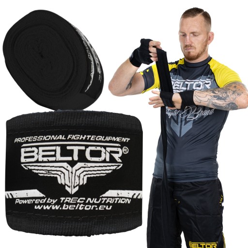 BELTOR ELASTICKÉ BOXERSKÉ OBALY 3 M ČIERNE BANDÁŽE Tréningové PÁSKY