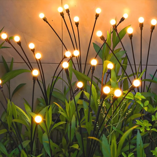 Solárna lampa, čierna, 6xLED, gule, teplá biela, 70 cm
