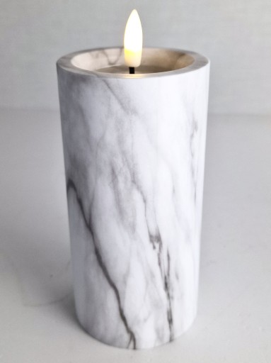 Dekoratívna sviečka na batérie 15 cm Grey Marble LED vložka až na 30 dní