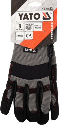 SYNTETICKÉ PRACOVNÉ RUKAVICE YATO NA VELCRO, VYSTUŽENÉ, VEĽKOSŤ 8