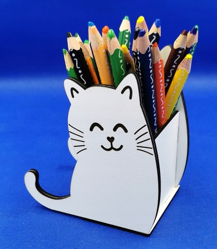 Kitty toolbox/organizér, priestranný, pastelky, perá pomenované po mačke