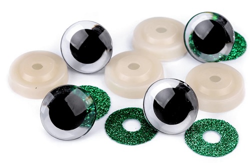 Trblietavé oči pre hračky maskota 25 mm ZELENÉ