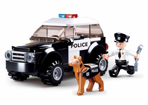BLOCKI SLUBAN POLICAJNÉ AUTO + PSÍ POLICAJT 78 ELEMENTOV.
