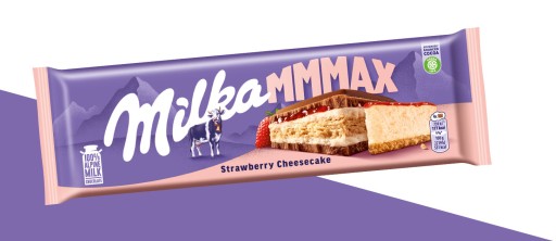 Milka veľká mliečna čokoláda Mmmax Jahodový tvarohový koláč 300g