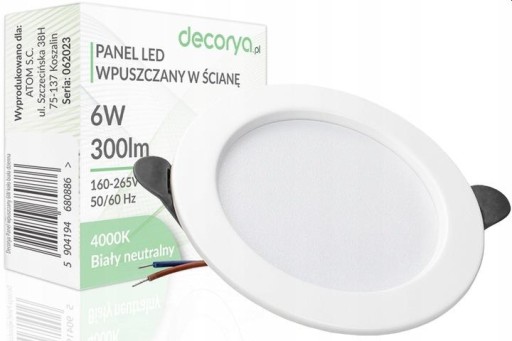 Lampa SLIM LED 6W Lampa Halogénová vstavaná denná farba 4000K