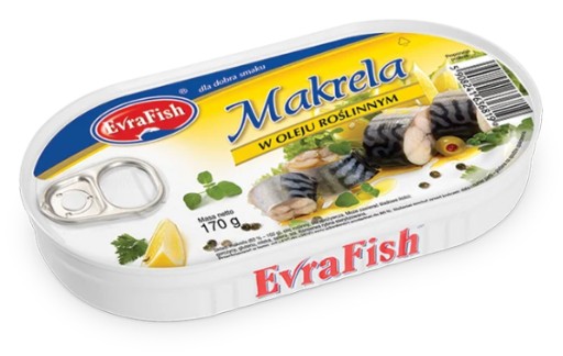 MAKRELA V REPKOVOM OLEJU, konzerva EvraFish 170g