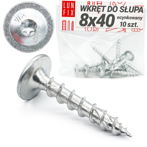 Tesárske skrutky na STĹPOVÝ ZÁKLAD 8x40 POZINKOVANÝ 10 ks.