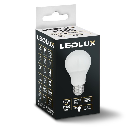 E27 LED žiarovka 12W = 110W SMD 6000K studená Premium LEDLUX nebliká