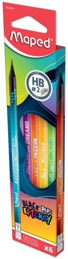 ceruzka s gumou BLACK'PEPS ENERGY 6 KS HB MAPED