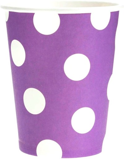 GODAN fialové bodkované papierové poháre, 6 kusov, 270 ml