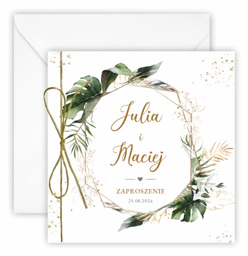 Glamour monstera zelené svadobné oznámenia