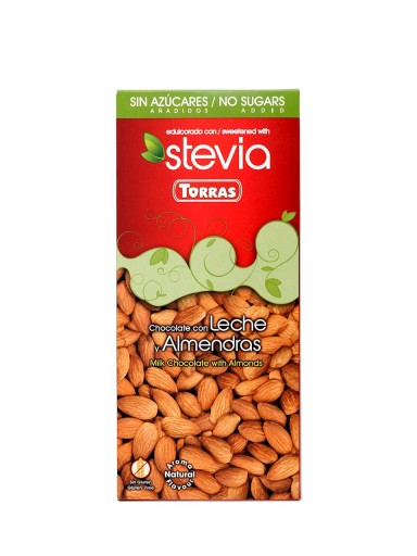 Torras mliečna čokoláda s mandľami, bez cukru