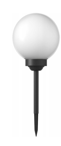 Solárna záhradná lampa, biela zapustená guľa, 15 cm